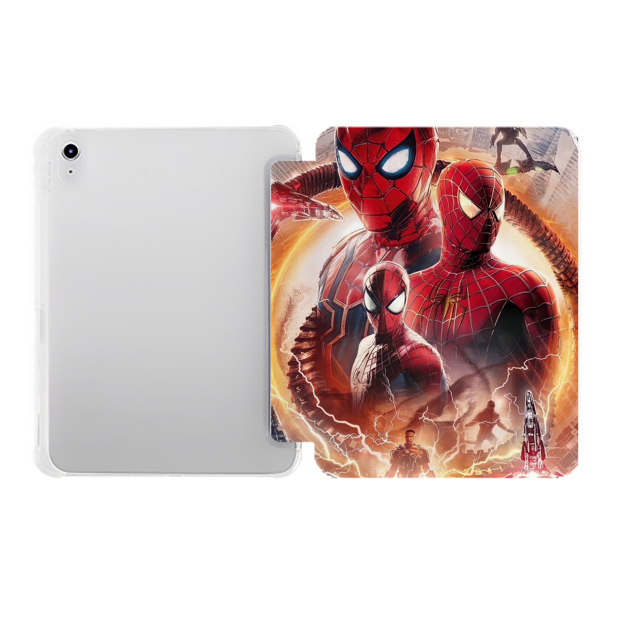 （画像用） Spider Man スパイダーマン IPad ケース ペン収納付き 三つ折りスタンド PUレザー×シリコン 対応機種9.5/10.5/10.9インチ